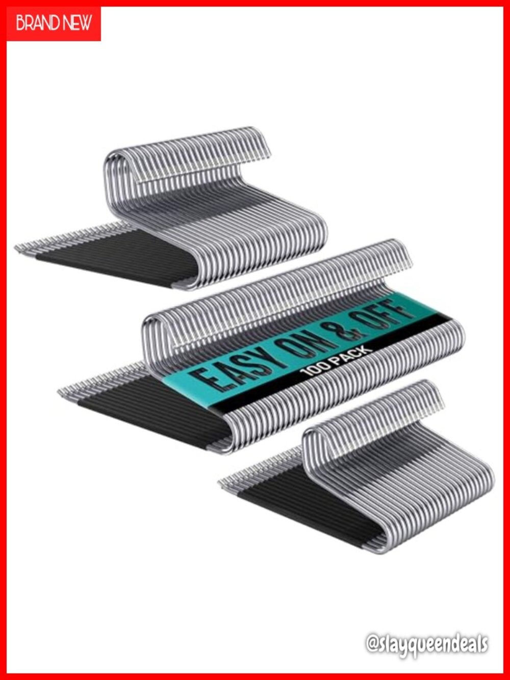 100 Pack Stainless Steel Non-Slip Open-Ended Pant Hangers Trouser Organizer